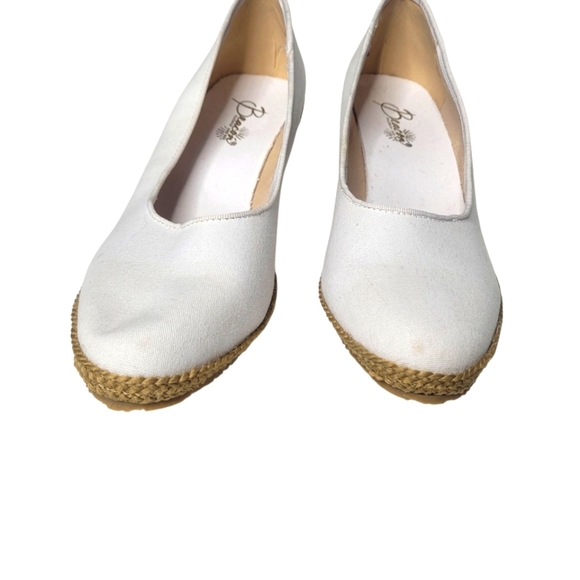 Vintage Beacon 1970s White Fabric Wedges Size 10 - Picture 3 of 6
